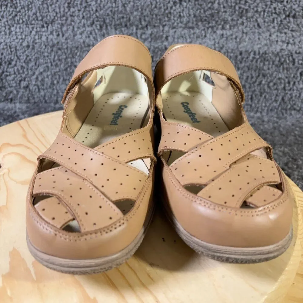 Cosyfeet Shelley Comfort Shoe Womens Size 10 Extra Wide 6E Leather Brown Loafer